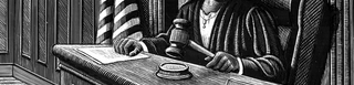Illustration of a judge with gavel in hand